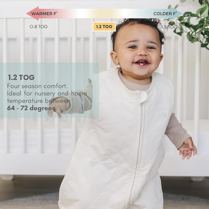 Tealbee Dreamsuit: Toddler Sleep Sack with Feet 2T-3T - 1.2 TOG All Season Baby Wearable Blanket for Walkers - Rayon made from Bamboo, Organic Cotton Sleep Bag - Undyed