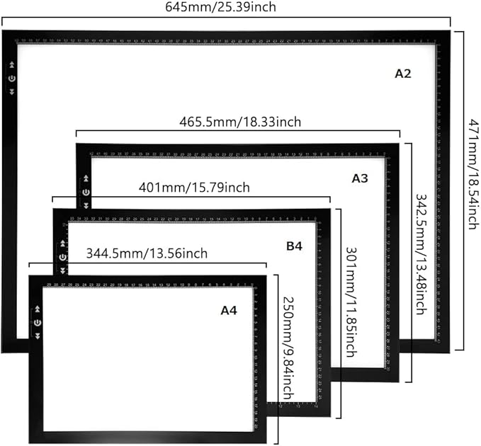 HSK A2 Artist tracing Light Box Copy Table 12V2A Adapter Dimmerable 5000 Lux Lock/Unlock Button Artcraft Light Pad for Tatto Drawing, Sketching, Animation,Diamond Painting
