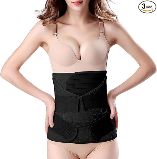 3 in 1 Postpartum Belly Band - Postpartum Belly Support Recovery Wrap, After Birth Brace, Slimming Girdles, Body Shaper Waist Shapewear, Post Surgery Pregnancy Belly Support Band (XXL, Black)