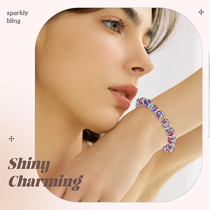 200pcs 10mm Rhinestone Beads for Jewelry Making, White Mixed Shiny Round Disco Ball Beads Bulk, Sparkle Crystal Clay Christmas for Bracelet Baseball Necklace Earring Crafting and DIY