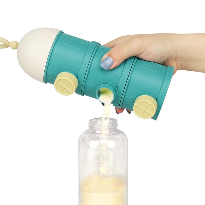 Accmor Formula Dispenser On The Go, 3 Layers Stackable Formula Container to Go, Non-Spill Portable Milk Powder Baby & Kids Snack Containerr, Green
