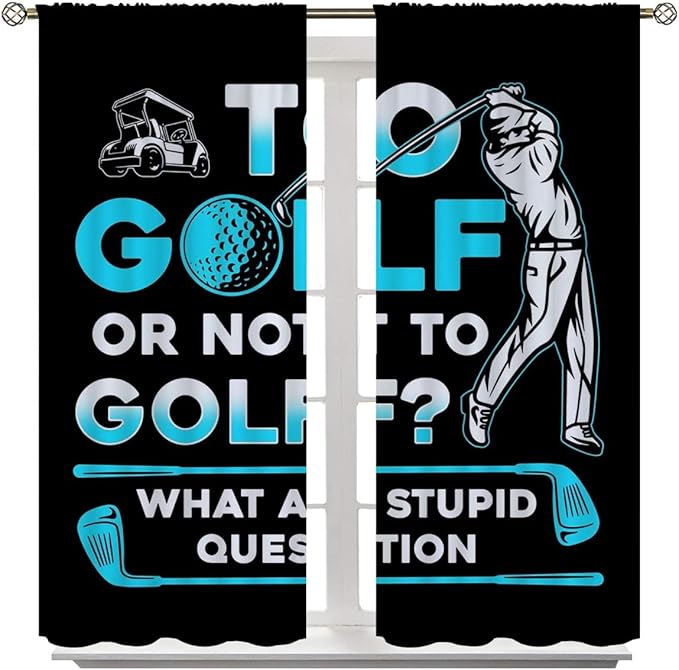 Golf Blackout Curtains for Boy Girl Room Darkening Decor,Sports Themed Golfers and Cars Bedroom Living Room Home Rod Pocket Thermal Insulated Window Curtain/Drapes Panel,42x63 Inch…