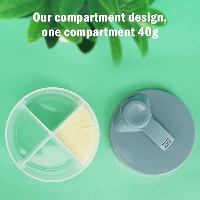 Accmor Baby Formula Dispenser On The Go, Non-Spill Rotating Four-Compartment Formula Container to Go, Milk Powder Kids Snack Container for Infant Toddler Travel Outdoor, Blue, 2 Pack