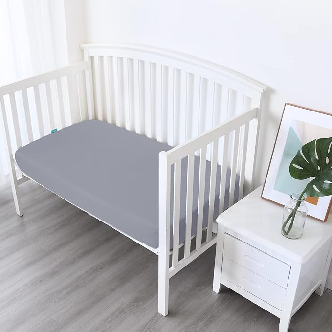 4-Pack Fitted Crib Sheets for Boys and Girls - Breathable, Soft Microfiber Baby Sheets in Grey and Navy