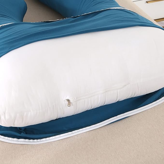 Amagoing 55 inches Pregnancy Pillow, U Shaped Maternity Full Body Pillow for Women, Support for Hip, Leg, Back Pain, Washable Jersey Cover, Double Zipper, Pregnancy Must Haves