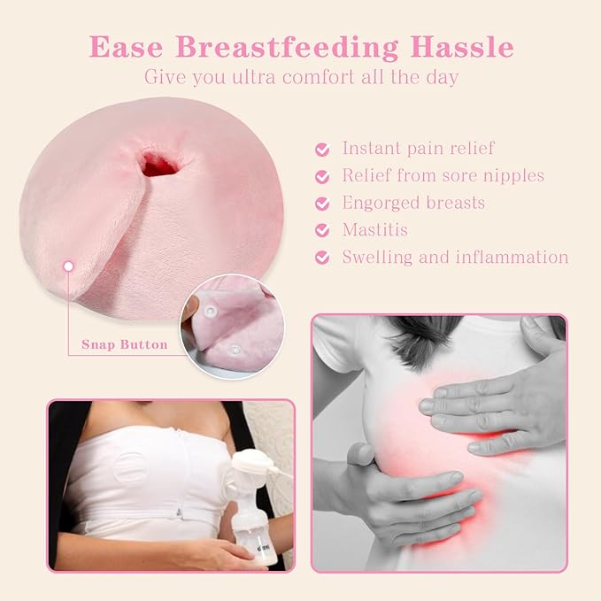 Hot/Cold Breast Gel Bead Ice Packs Breast Cooling/Heat Pads Relief for Breastfeeding, Nursing Pain, Mastitis, Engorgement, Swelling, Plugged Ducts | Boost Milk Let-Down & Production,2 Pack (Pink)