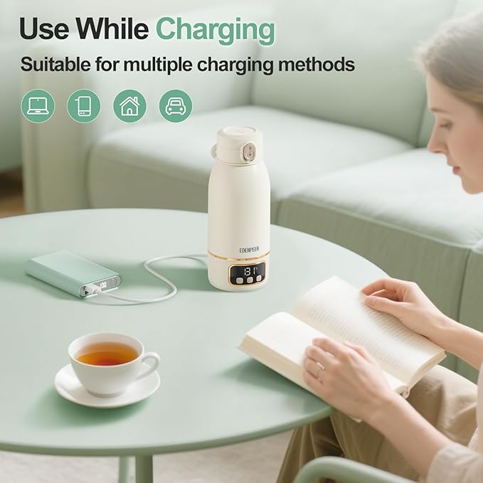 Portable Bottle Warmer for Travel, Formula Warmer On The Go, Milk Warmer for Breastmilk Water Soup, with Fast Heating & Long Battery Life, 17 OZ to Meet Your All-Day Needs, for Outdoor, Car, Journey