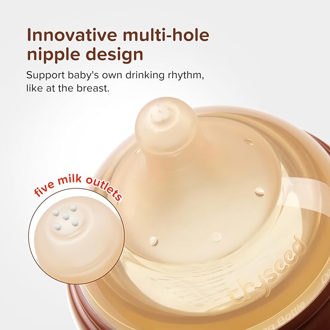 Thyseed Glass Natural Anti-Colic Baby Bottles | Newborn Breast Like Nursing Bottle for Breastfed Babies with Nipple(3-7 Months),8oz,1pack