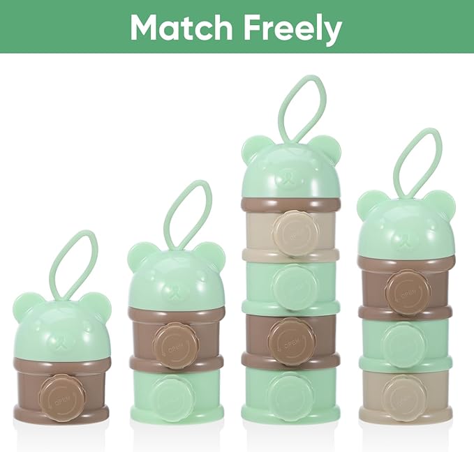 IMIKEYA Stackable Formula Dispenser - 4-Layer Milk Powder Container for Travel Light Green