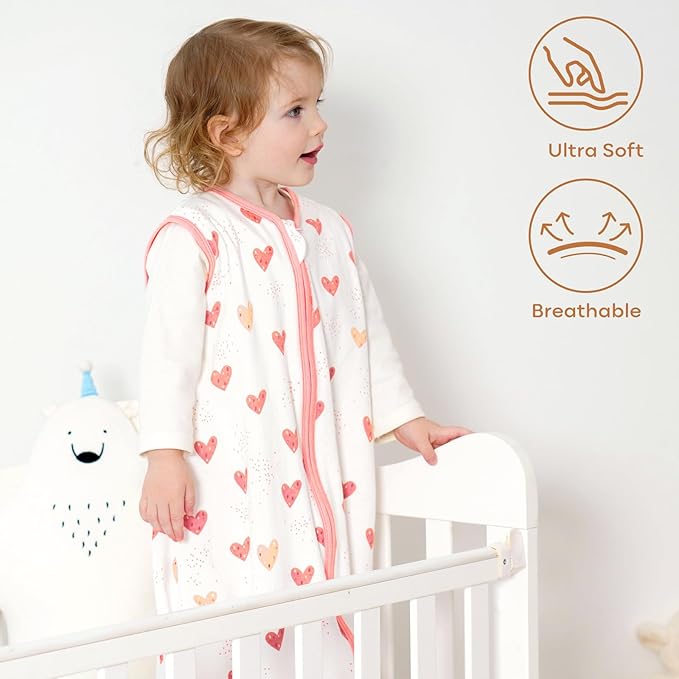 Yoofoss Baby Sleep Sack 12-18 Months Baby Wearable Blanket 100% Organic Cotton 2-Way Zipper TOG 0.5 Toddler Sleeping Sack, Lightweight Sleep Sacks for Babies(Large)