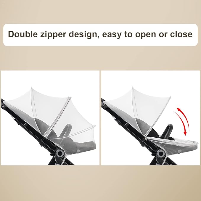 Baby Mosquito Net with Double Zipper, Bassinet Stroller Cover for Baby/Car Seat/Cradles/Carriers, Easy to Use, Keep Insects/Bugs/Cats Out, White