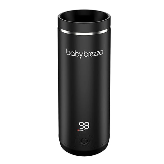 Baby Brezza SuperFast Portable Baby Bottle Warmer – 67% Faster - Travel Breastmilk Warmer and Formula Warmer - Safe, Even Heating - Up to 9oz - No Adapters, Black