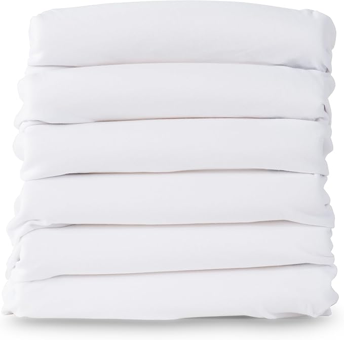 Foundations Full Size Travel Sleeper Folding Hotel Crib and Sheet Bundle - Includes Wooden Portable Crib with 3" Foam Mattress (Natural) and 6-Pack White Fitted Full Size Sheets