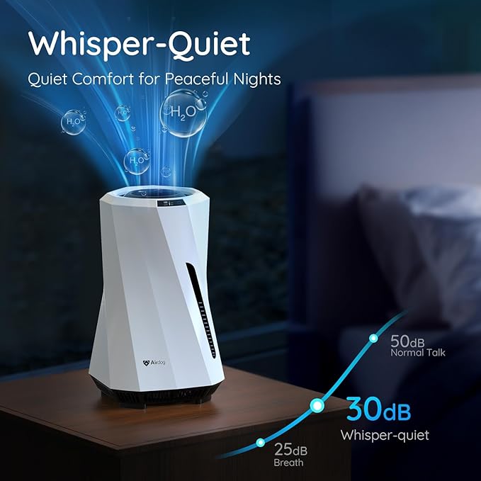 Airdog H5 Evaporative Humidifier for Baby- Mist-Free Humidifier, Mold Free humidifier, Quiet, LED Water Level Display for Premium Home Décor & Protection, Washable Filter, 0.8 Gallon Tank, 5 Modes