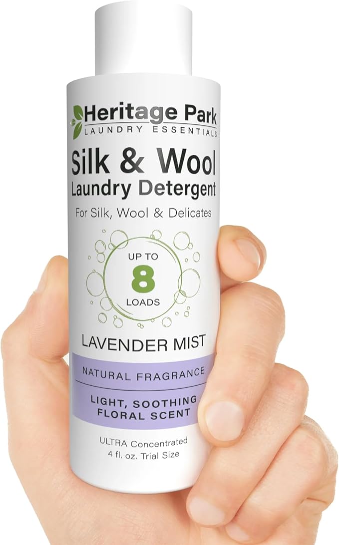 Heritage Park Silk & Wool All-Natural Lavender Mist Scent, pH-Neutral Laundry Detergent - Enzymes-Free, Ultra Concentrated (4 fl oz Trial Size)