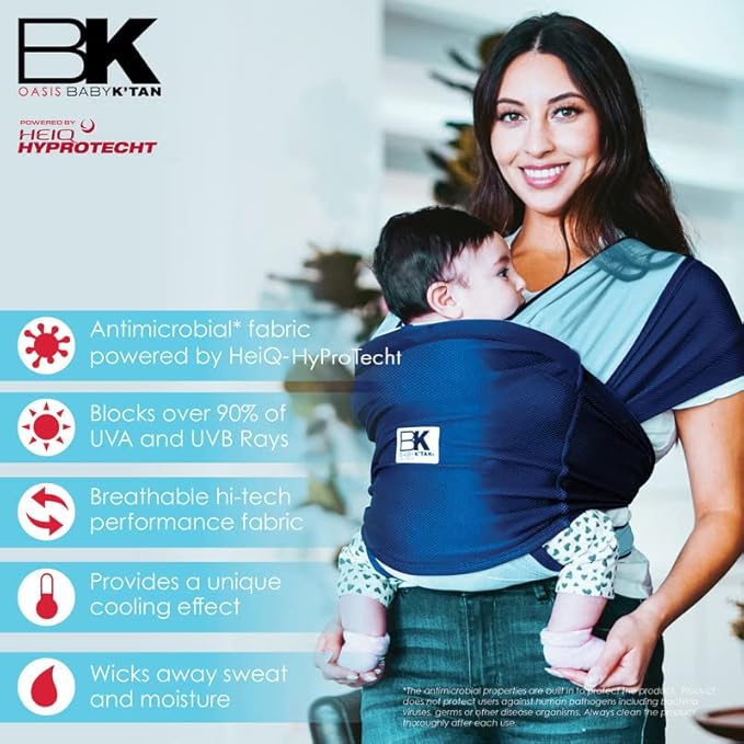 Active Oasis Baby K'tan Baby Carrier Wrap: #1 Easy Pre-Wrapped Baby Sling Gift | Breathable Sport Blend | UVA/UVB Infant Sun Protection | Promotes Safe Hygiene | Newborn up to 35lb (See Size Chart)
