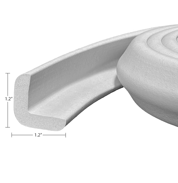 Kidkusion Baby Proof Edge Guards for Safety | Made in The USA | 24 Feet | Soft Gray | Edge Protectors for Furniture, Tables, Fireplaces | Heavy Duty Tape Included