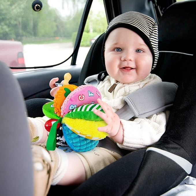 8-in-1 Sensory Balls for Infant Toddlers,Rainbow Fabric Baby Toy for Sensory Development,Montessori Toys for Babies 6-12 Months,8 Different Sensory Tactile Textures with Crinkle Rattle Squeakers