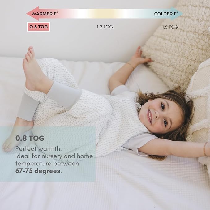 Tealbee Dreamsuit: Toddler Sleep Sack with Feet 3T 4T - 0.8 TOG Summer Lightweight Baby Wearable Blanket for Walkers - Rayon Made from Bamboo, Organic Cotton Sleep Bag - Dash
