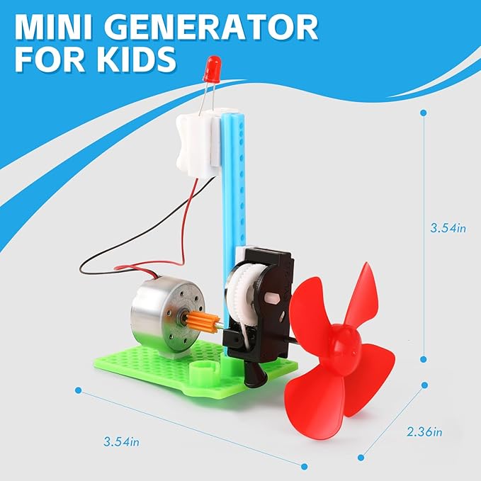5 Bulk STEM Generator Kits for Kids, DC Motor Science Experiments, Engineering Building Projects Activities STEAM Toys, Class Educational Learning Classroom Activity, Free Energy Hand Generators Kit