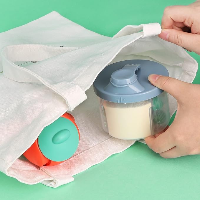 Accmor Baby Formula Dispenser On The Go, Non-Spill Rotating Four-Compartment Formula Container to Go, Milk Powder Kids Snack Container for Infant Toddler Travel Outdoor, Blue, 2 Pack