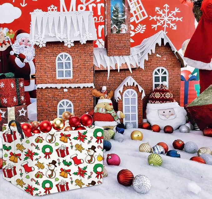 HIYAGON Rectangular Basket for Families Basket with Baby Storage Bin and Kids Toy Organizer Box for Boy and Girls - Christmas Room Decor