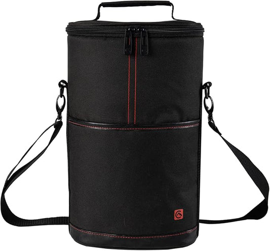 ALLCAMP 2 Bottle Wine Tote Carrier - Insulated Portable Padded Canvas Wine Bag for Travel, BYOB Restaurant, Wine Tasting, Party, Great Christmas Day Gift for Wine Lover，Black