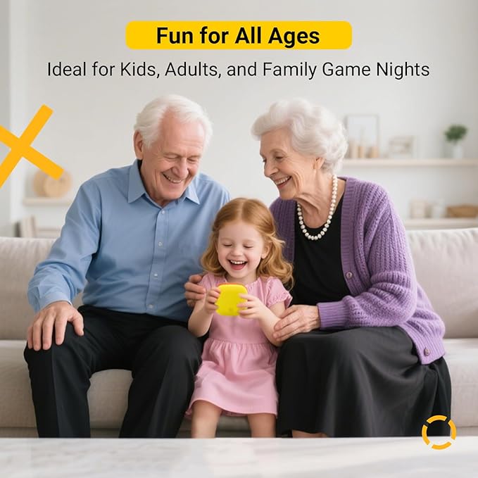 4-in-1 Handheld Tic Tac Toe Game Portable Electronic Board Games for Kids & Adults, Travel Fun & Memory Growth Gift, Orange