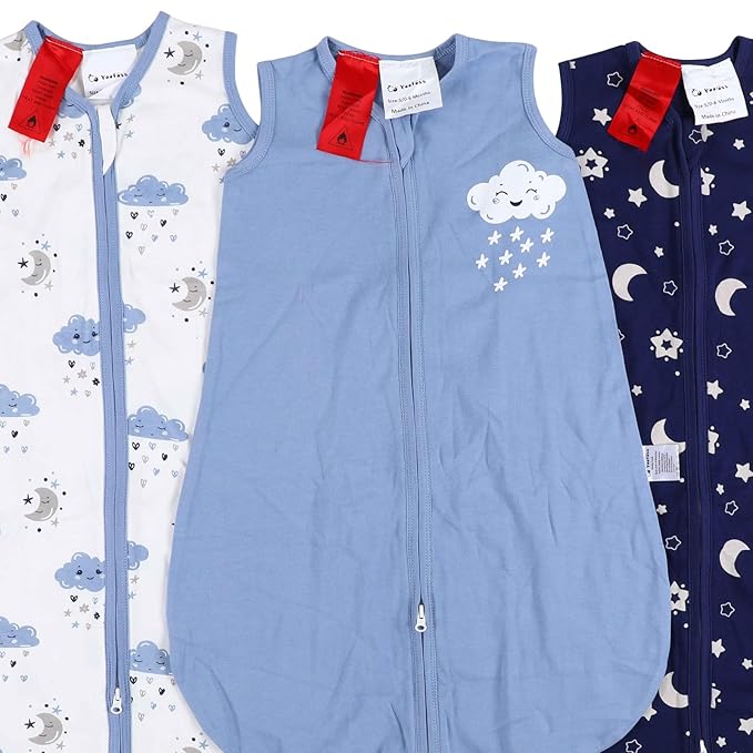 Yoofoss Baby Sleep Sack 0-6 Months Baby Wearable Blanket 100% Organic Cotton 2-Way Zipper TOG 0.5 Toddler Sleeping Sack 3, Lightweight Sleep Sacks for Babies
