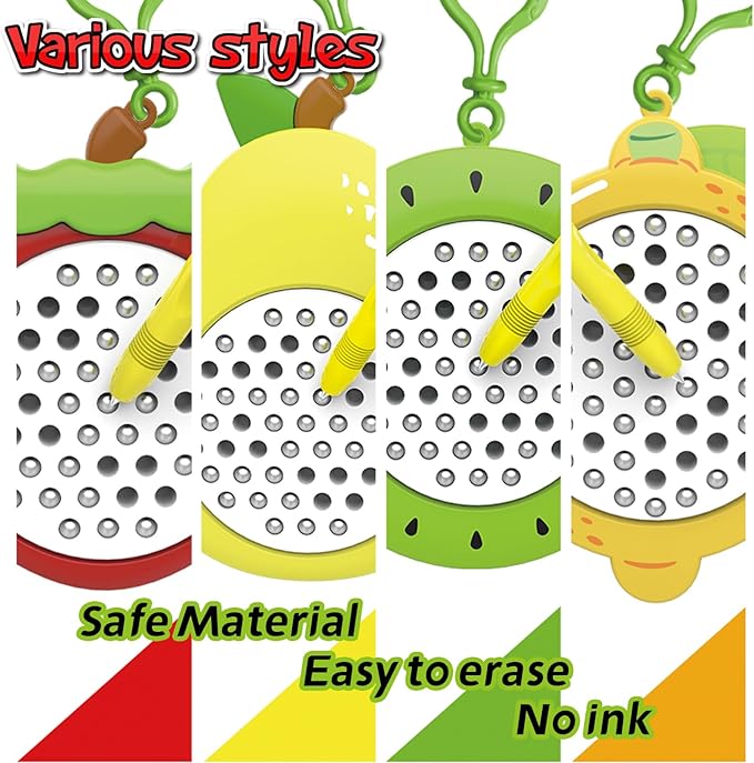 1PCS Kiwi Magnetic Drawing Board for Kids & Toddlers with Beads and Magnet Stylus Pen - Magnetic Travel Toy for Airplane & Car Ride Activities for Kids