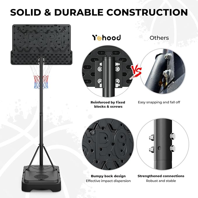 Kids Basketball Hoop, 3.6-7 FT Height Easy Adjustable, Portable Basketball Hoop Outdoor Indoor for Kids/Teens/Youth, 30" Backboard