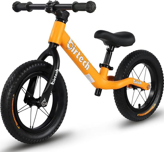 12" Balance Bike for 2, 3, 4, 5 Year Old Boys and Girls, Lightweight Nylon Frame Toddler Training Bike No Pedal Bikes for Kids with Adjustable Seat and Air Tires