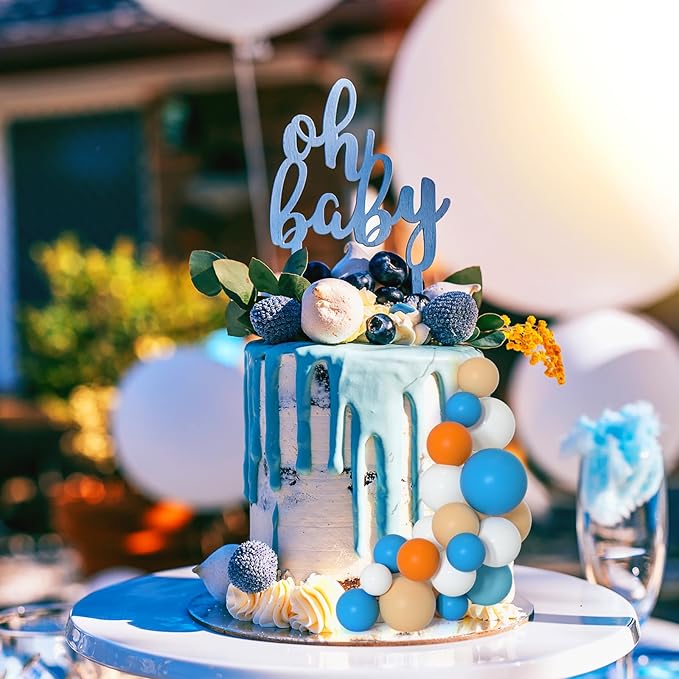 75 Pieces Cake Balls Topper Decorations Foam Cupcake Topper Mini Balloon Cake Topper Balls Cake Picks for Cake Deco Birthday Party Wedding（Orange,Yellow,Blue,White）