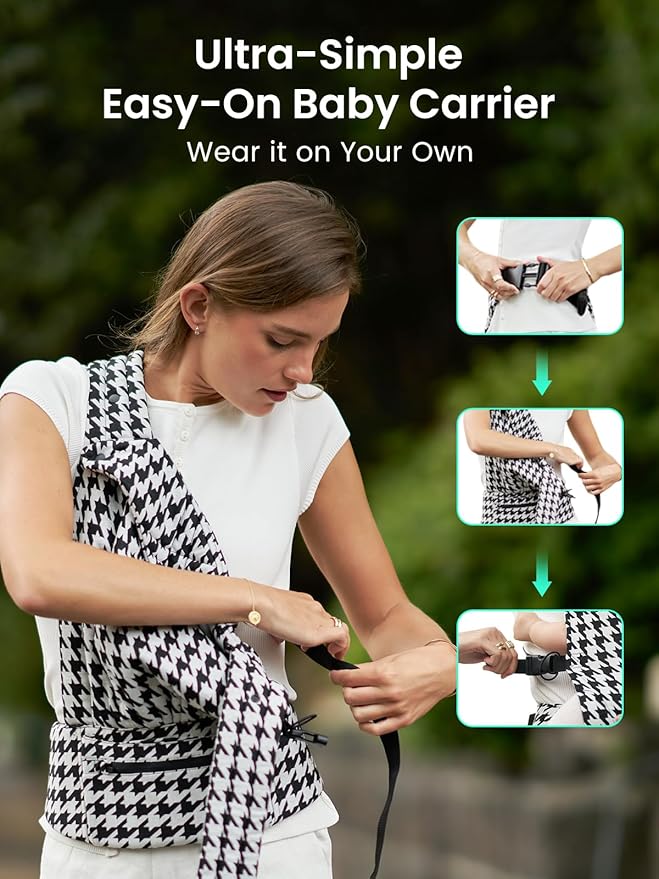 GROWNSY Baby Carrier Newborn to Toddler, Ergonomic Baby Toddler Carrier Wraps with Head Support, Easy to Wear, Infant Carrier Baby Gift, Travel and Hiking Friendly, for 7 to 44 lb (Flow-Stripe)