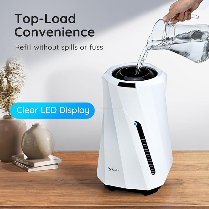 Airdog H5 Evaporative Humidifier for Baby- Mist-Free Humidifier, Mold Free humidifier, Quiet, LED Water Level Display for Premium Home Décor & Protection, Washable Filter, 0.8 Gallon Tank, 5 Modes