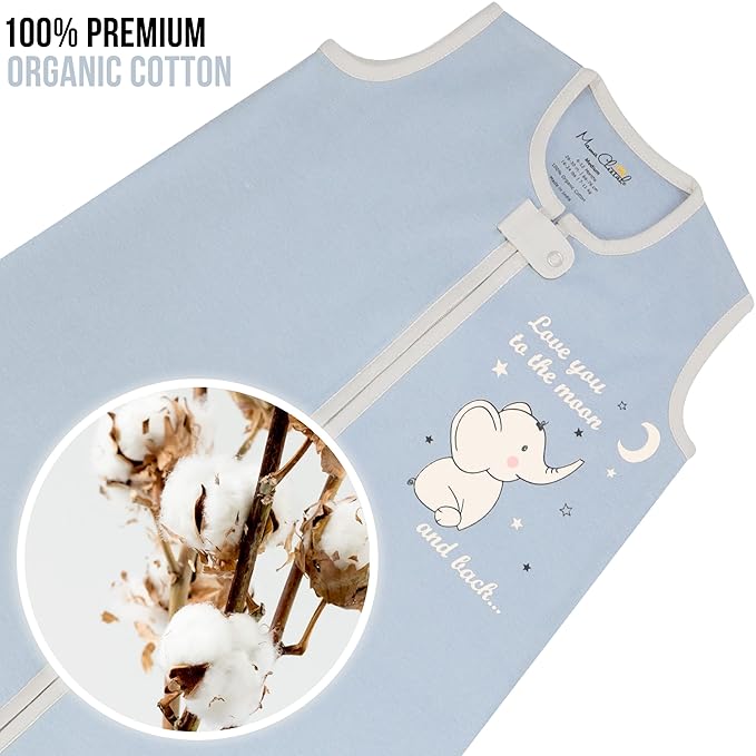 Mama Cheetah Baby Sleep Sack 0.5 TOG, Organic Cotton Baby Wearable Blanket with Two-Way Zipper, Swaddle Transition Baby Sleeping Bag for Newborn Infant Toddler Boy Girl, 6-12 Months