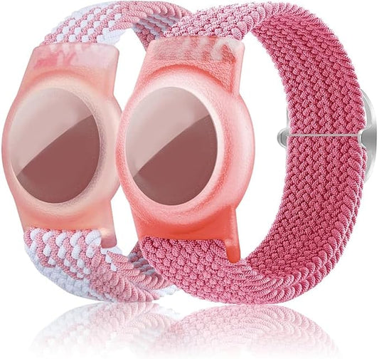 2 Pack Kids Bracelet Compatible with AirTag, GPS Kid Tracker Holder Braided Wristband for Apple Air Tag, 2022 Upgraded Nylon Adjustable Anti Lost Airtag Watch Band for Kids Children Elders