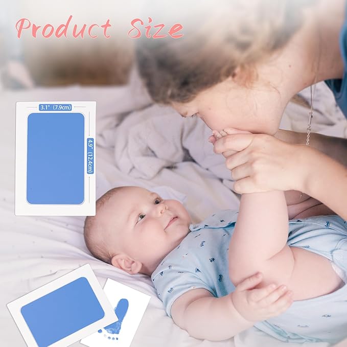 4-Pack Baby Footprint Kits,Inkless Hand and Footprint Kit,Clean Touch Baby Handprints and Footprints Kits,No Mess Ink Pad for Baby Hand and Footprints,Baby Shower Gifts for New Moms
