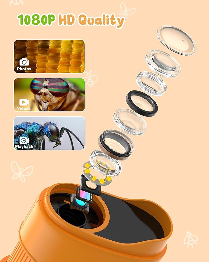 1000X Handheld Digital Microscope for Kids: Pocket Microscope with 2.0" IPS Screen - STEM Toys Birthday Gifts for Girls Boys - Portable Edu Science Kits Toddler Age 3-6 6-12