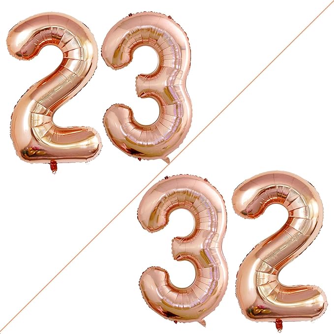 GOER Number 23 Balloons for 23rd Birthday Party Decorations,42 Inch Jumbo Foil Helium 32 Balloons for 32nd Birthday Party Decoration (Champagne Gold)