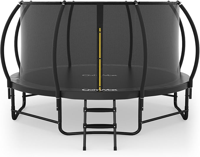 14FT 12FT 10FT 16FT Trampoline with Safety Enclosure, Anti-Rust Coating – ASTM Certified, Heavy-Duty Outdoor Trampoline with Ladder – for Kids & Adults