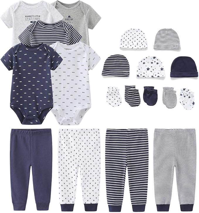 Kiddiezoom Unisex Baby Layette Essentials Giftset Clothing Set 19-Piece For Newborn Baby