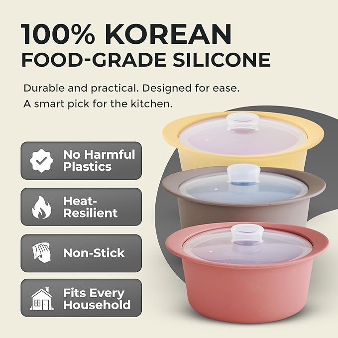 27oz Platinum Silicone Microwave Steamer Pot with Handle & Lid - Korea 100% Food-Grade Steamer Bowl, Heat-Resistant Cooker with Steam Holes, Easy Clean, Dishwasher Safe, Yellow