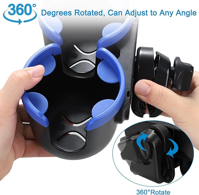 Accmor Stroller Cup Holder with Phone Holder, Bike Cup Holder, Universal Cup Holder for Uppababy Nuna Doona Strollers, 2-in-1 Cup Phone Holder for Stroller, Bike, Wheelchair, Walker, Scooter