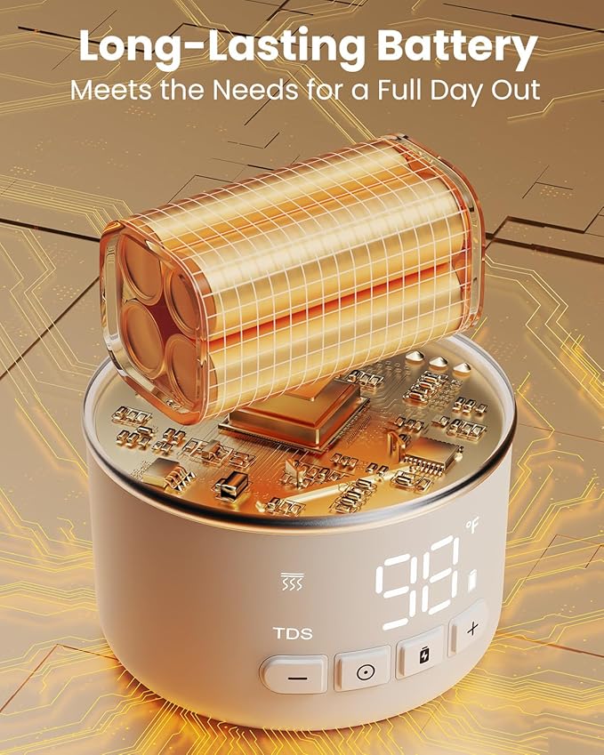 Portable Bottle Warmer for Travel, 2.5 Min Fast Heating for Breast Milk and Formula, Portable Milk Warmer with 10400mAh Long Battery, 17oz Large Capacity, Fast Charging Baby Bottle Warmer