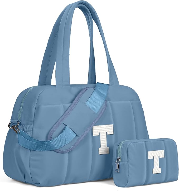 Initial Duffle Bag, Yoga Bags for Women，Overnight Bag with Wet Pocket，Lightweight Work Bags Personalized Gym Tote with Makeup Pouch-Girly Gift