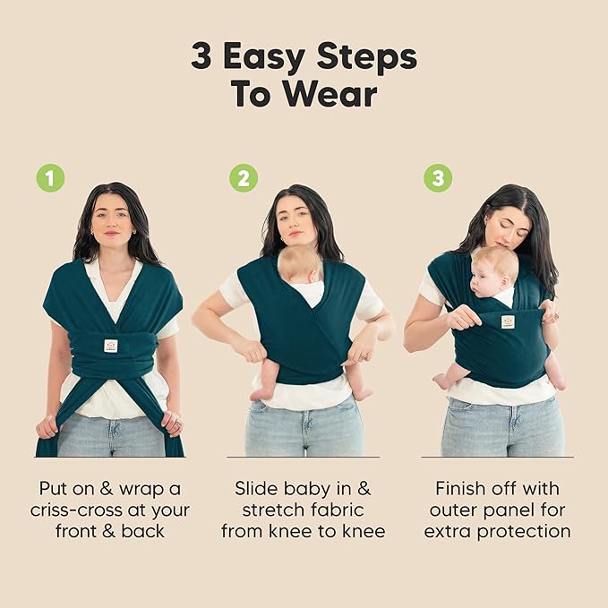 KeaBabies Baby Wrap Carrier - All in 1 Original Baby Carrier Newborn to Toddler Sling, Easy to Wear, Hands Free Bonding, Lightweight, Breathable Infant Wraps (Peacock Blue)