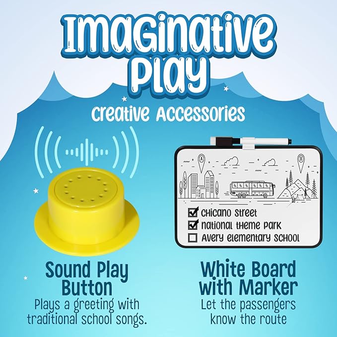 Kiddzery School Bus Pop Up Kids Play Tent - Tents with Sound Play Button for Toddler & Up - Girls and Boys Magic Wheels Bus for Indoor & Outdoor - Pretend Toy Playhouse - Playhouses for Toddlers