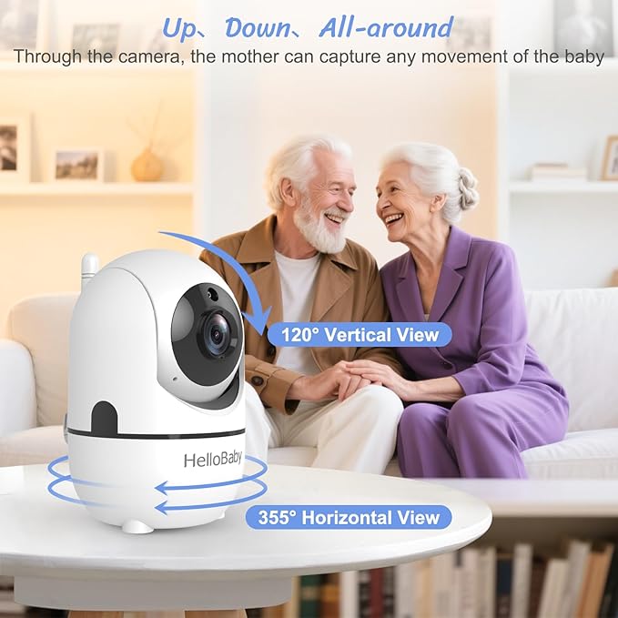 HelloBaby Baby Monitor 2 Cameras, 6'' World First IPS Split-Screen 30H Battery, No WiFi 2-Way Audio, Video, VOX, Double Cameras Pan-Tilt-Zoom, Night Vision, 8 Lullabies, 1000ft for Twins