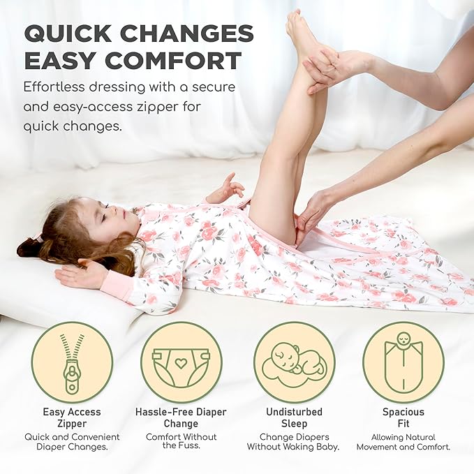 Mama Cheetah Baby Sleep Sack with Sleeves, 0.5 TOG Organic Cotton Wearable Blanket and Two-Way Zipper, Swaddle Transition Long Sleeve Sleeping Bag for Newborn Infant Toddler, 6-12 Months